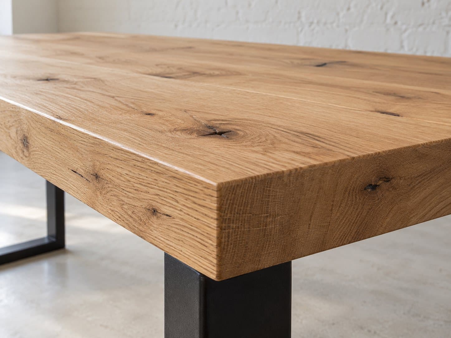 Straight edge oak table tops