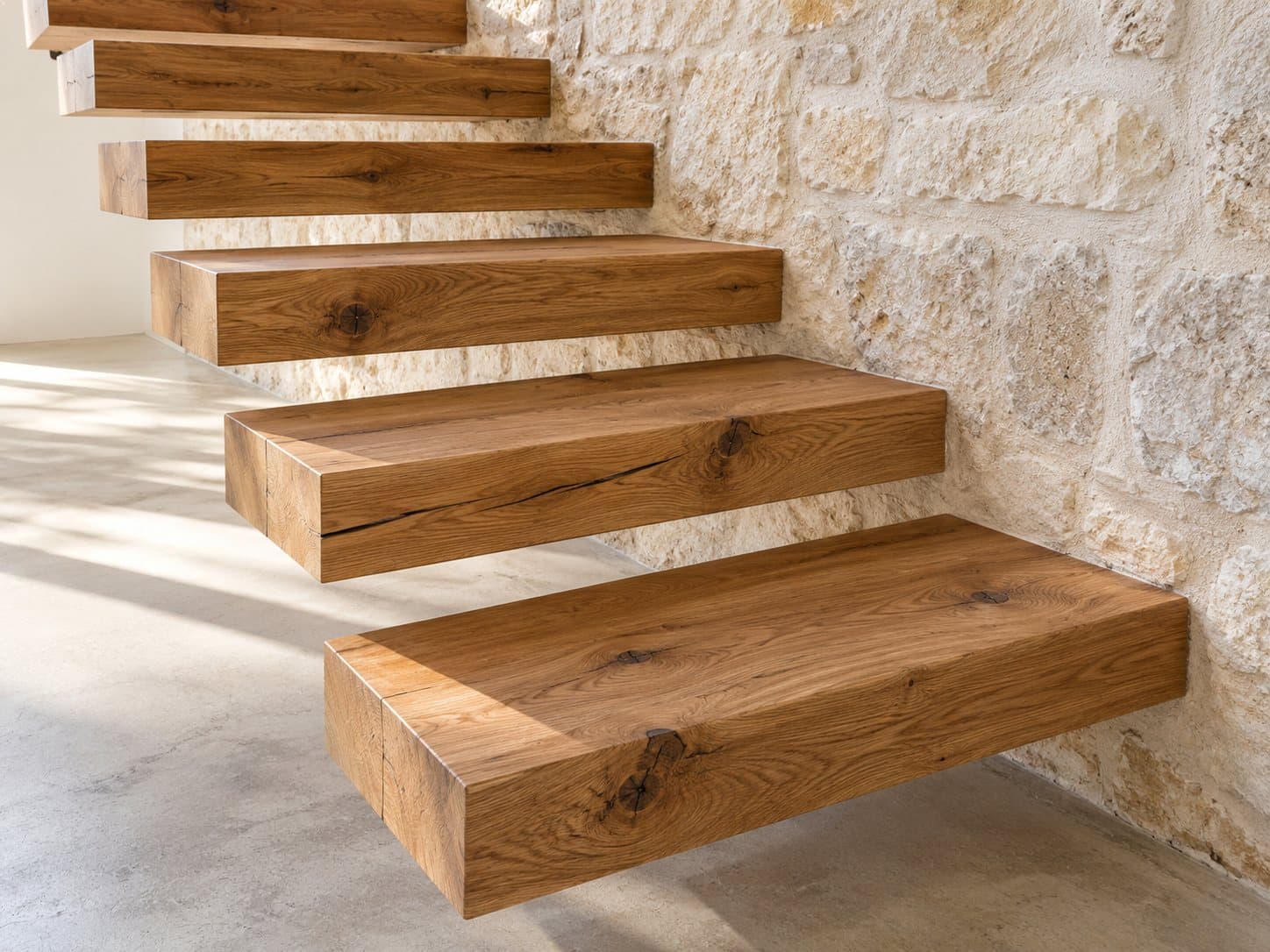 Rustic treads stone wall