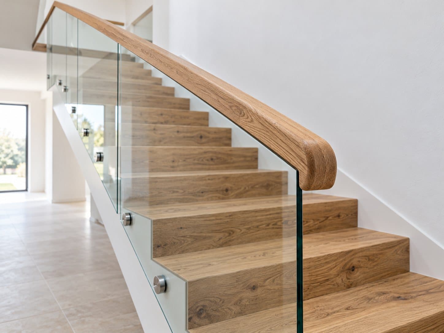 Handrail on glass staircase