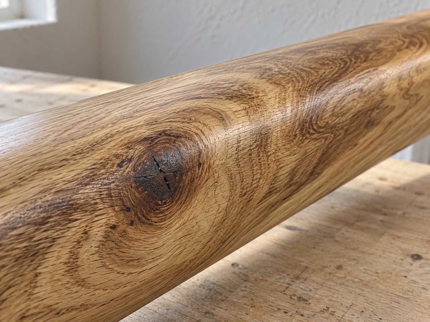 Rustic handrail closeup