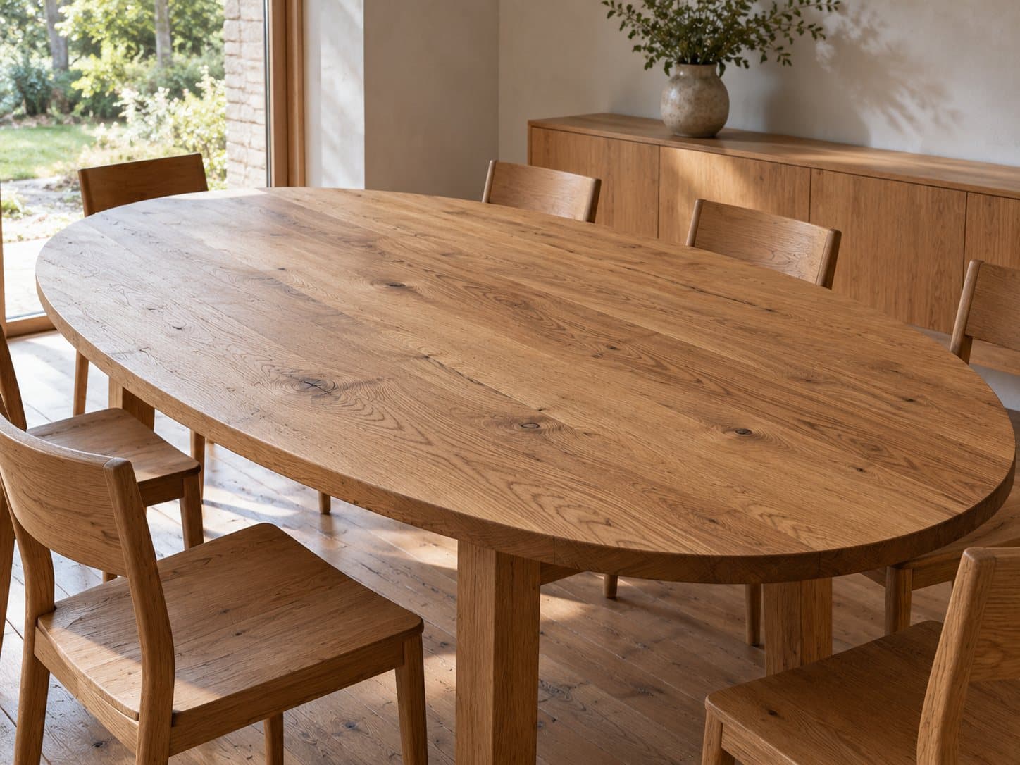 Oval oak table dining room
