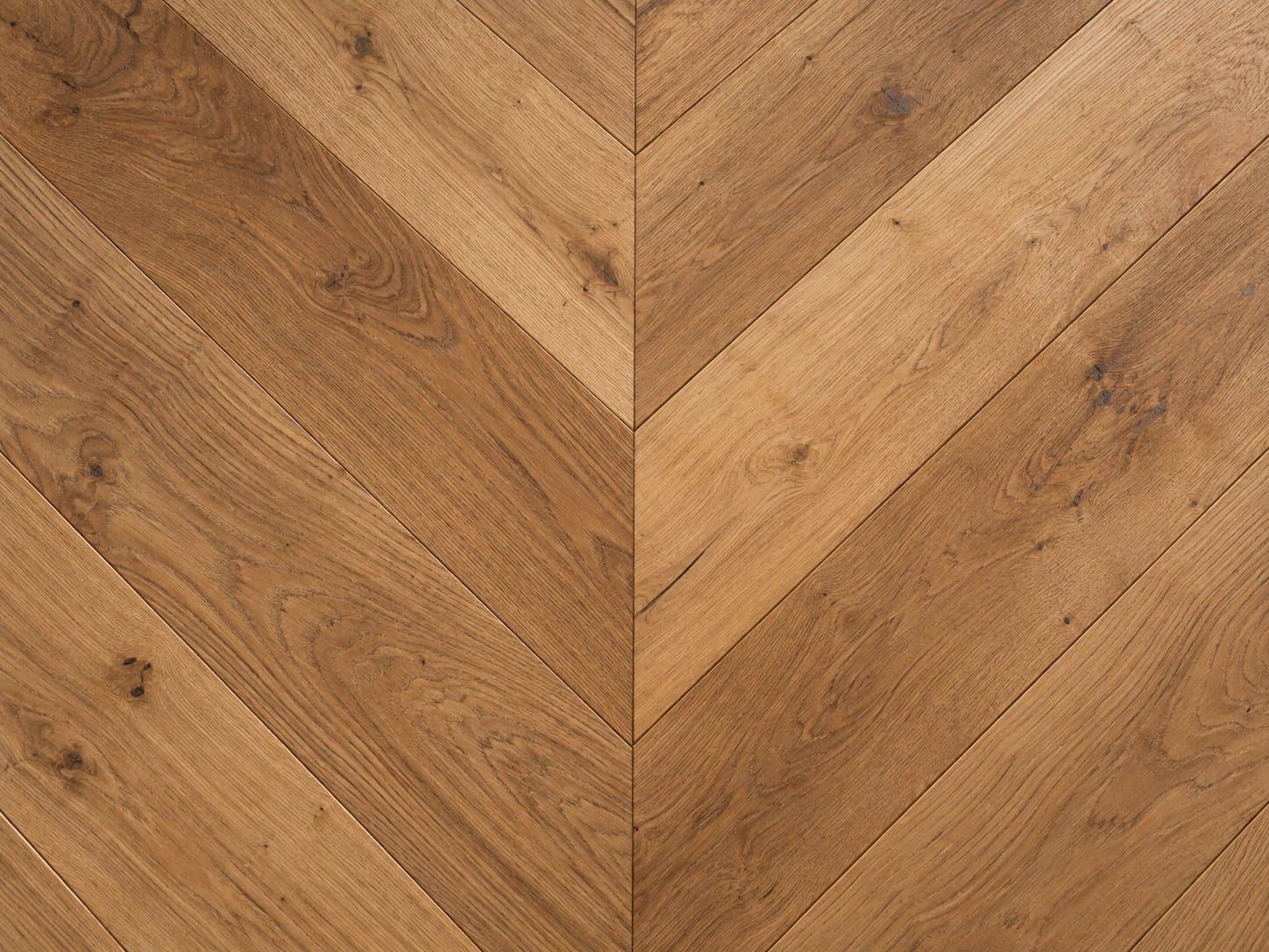 Chevron oak floor from above