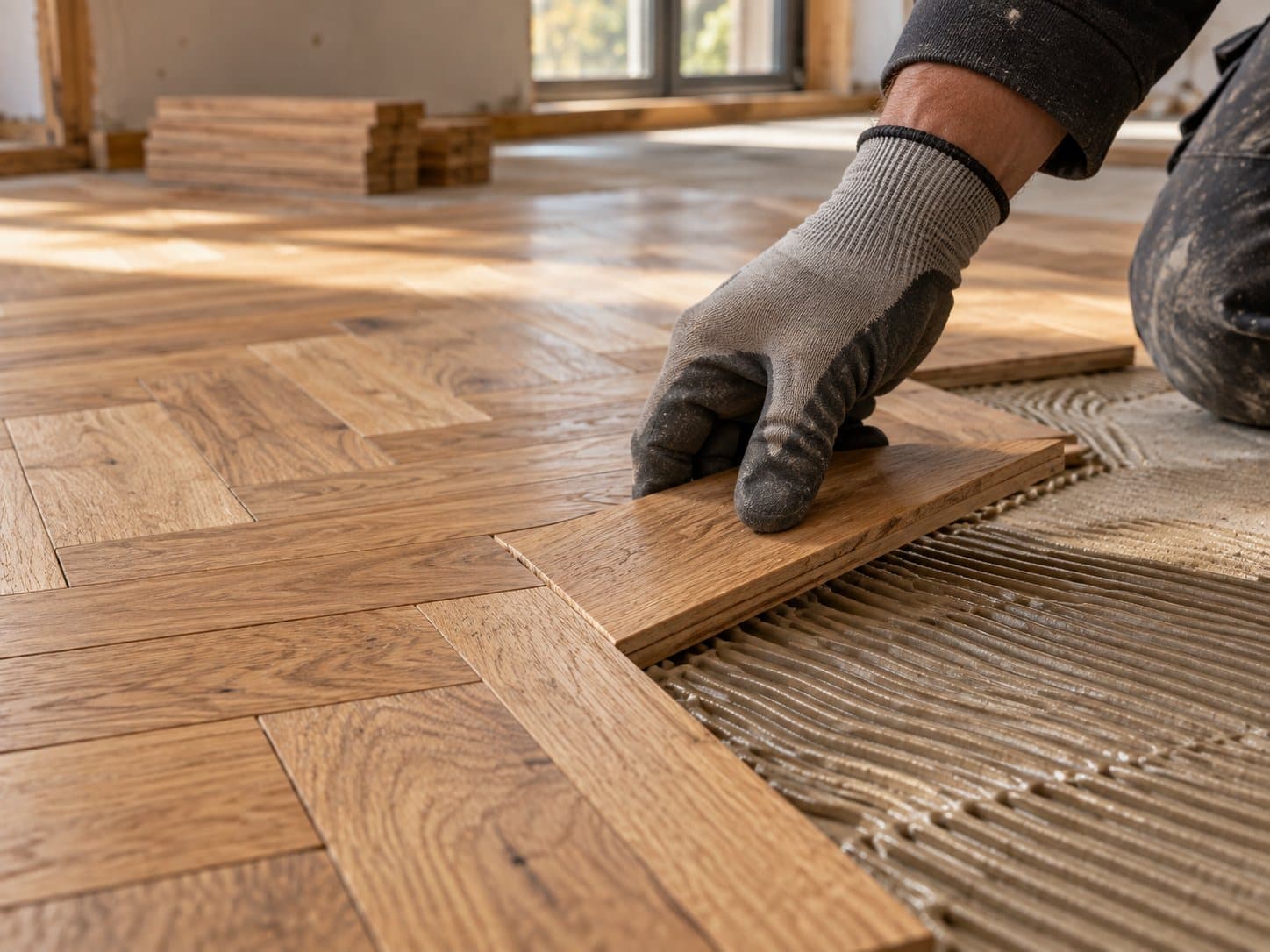 Laying parquet block