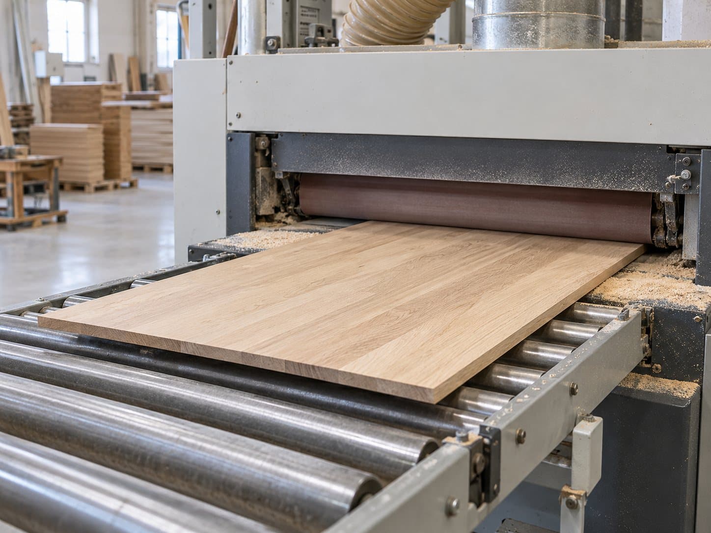Panel leaving the sander