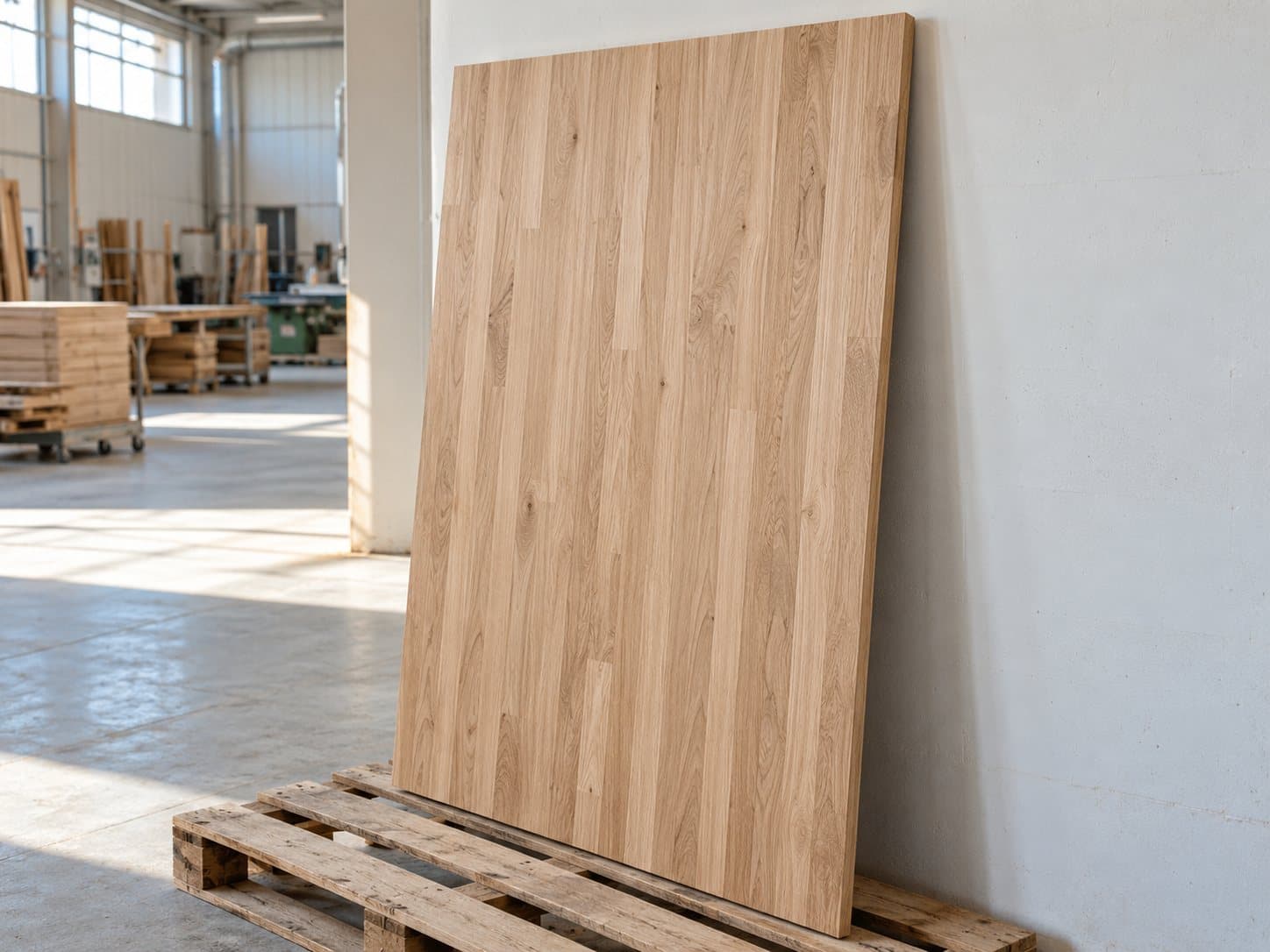 Wide panel standing on pallet