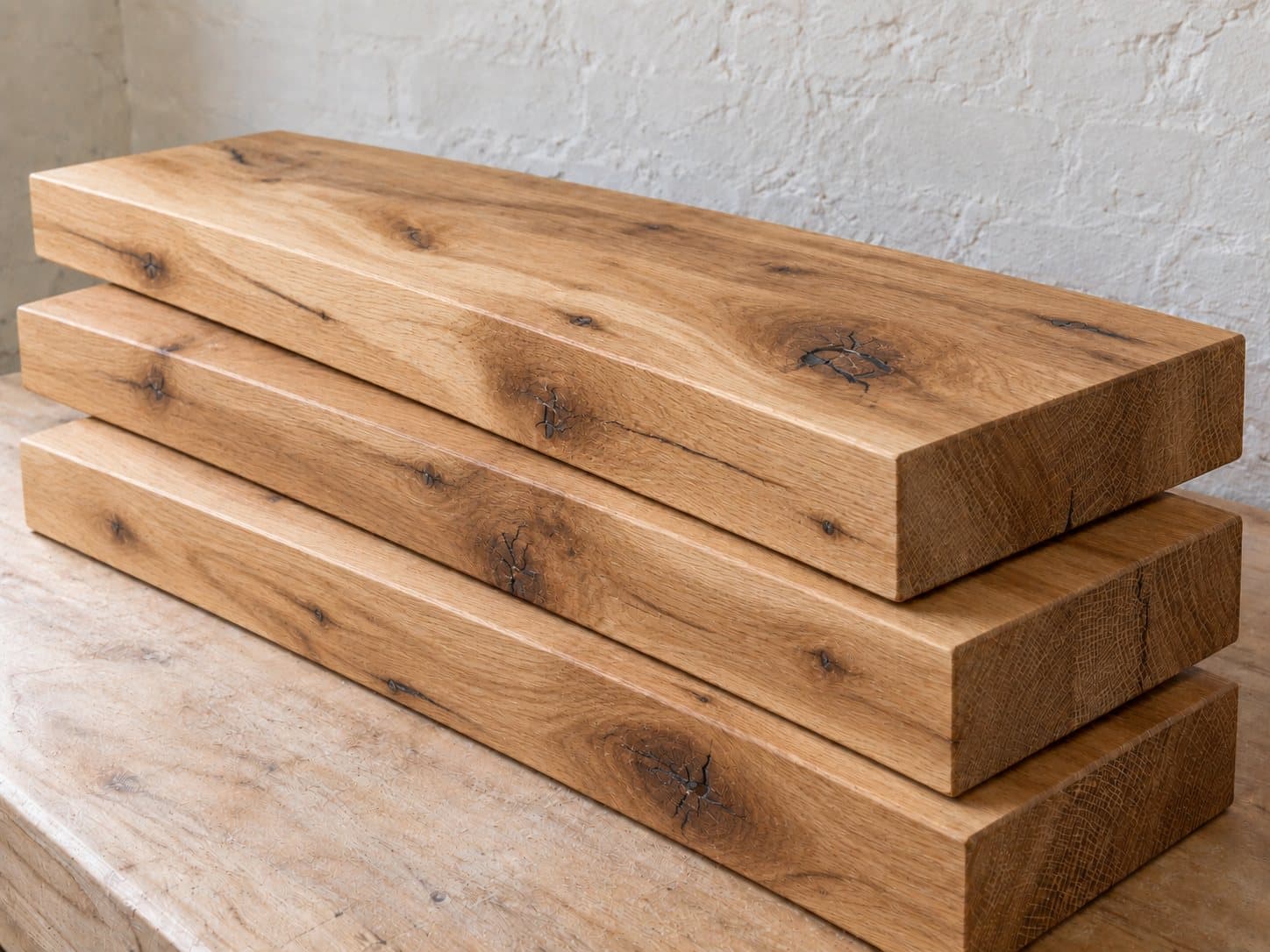 Rustic floating stair treads